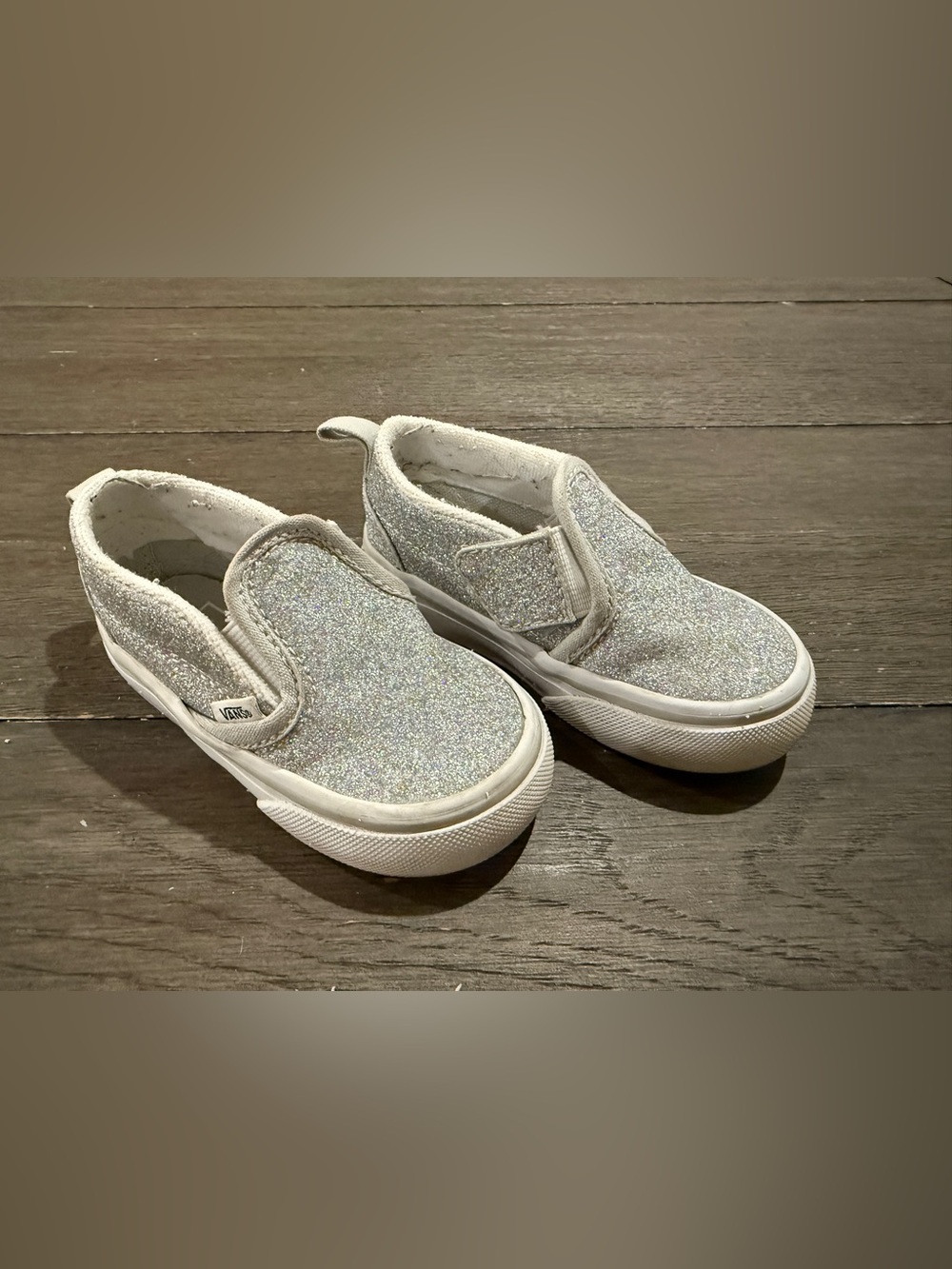 Vans Kids Slip-On Glitter Sneakers - Silver White